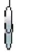 Transparent syringe with silver needle, filled with clear liquid, hanging vertically