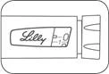 Pluma inyectable automática con logotipo Lilly, pantalla digital para seleccionar la dosis y mecanismo de administración del fármaco