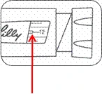 Una flecha roja señala el número 12 en la pantalla del dispositivo con la inscripción Lilly, indicando la dosis o configuración