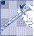 Hand holding a syringe at a 45-degree angle, inserting the needle into the