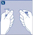 Left hand holds the syringe, right hand unscrews the needle cap, preparation for injection