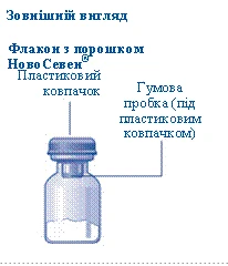 Флакон с порошком Ново Севен с пластиковой крышкой и резиновой пробкой под колпачком, внешний вид