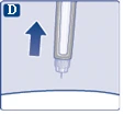 Syringe with needle being withdrawn upward from the injection site