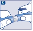 Hand holding a syringe, another hand unscrewing the needle cap, preparing for in