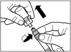 Hands unscrewing the cap of an auto-injector pen to prepare it for use, with arrows indicating rotation direction