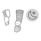 Ortesis suave para el pie con correas ajustables, ortesis para la rodilla con soporte articular e icono con luna y estrella para indicar uso nocturno