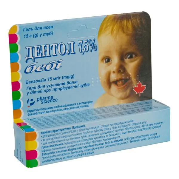 Dentol 7,5 % gel, oral
