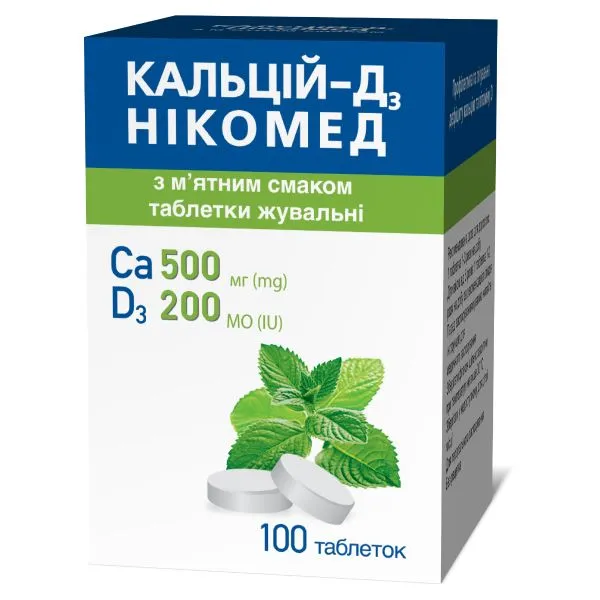 Calcium-D3 Nicomed con sabor a menta comprimidos, masticables