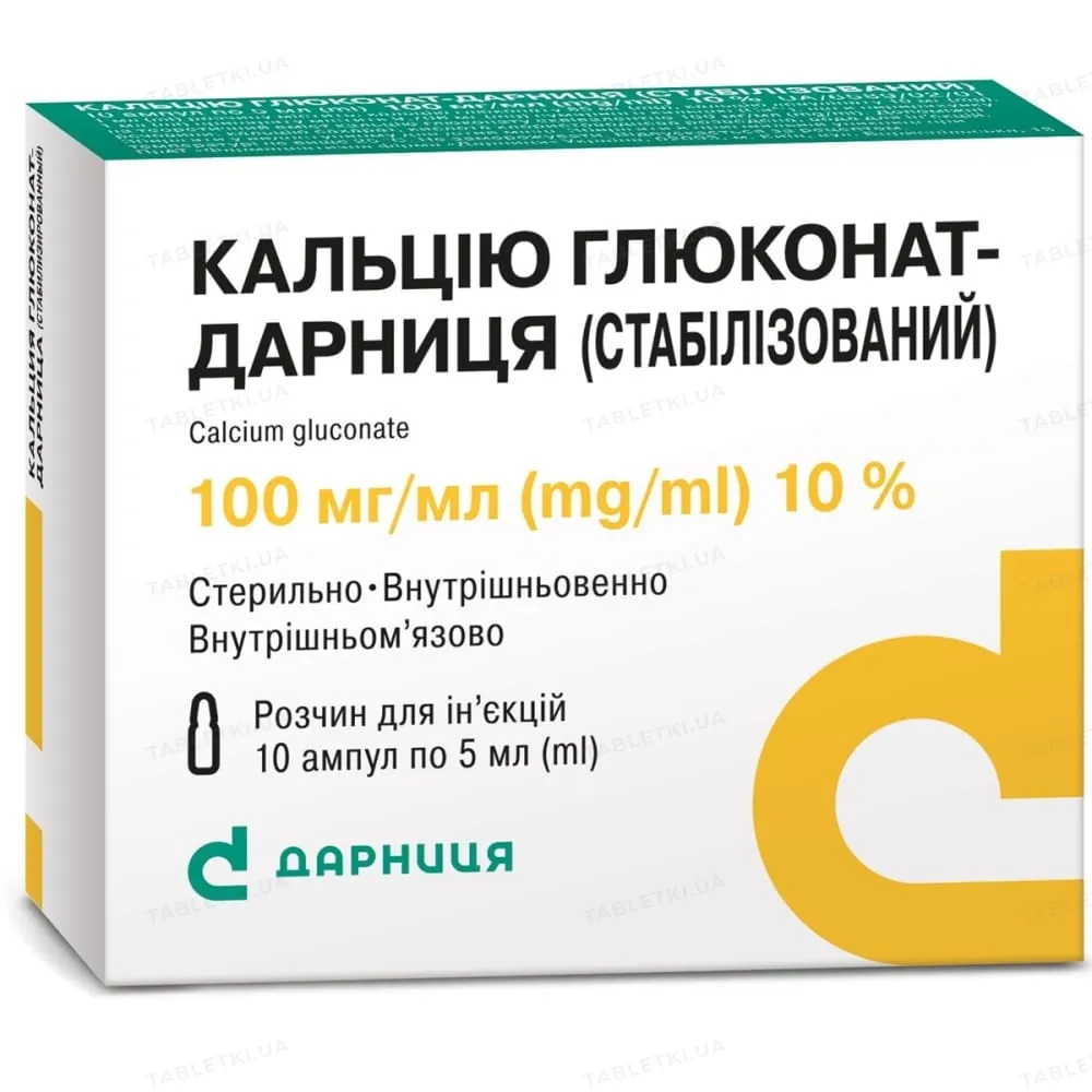 Calcio Gluconato-Darnitsya (estabilizado) solución para inyección