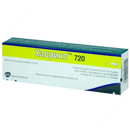Havrix 720 vacuna para la profilaxis de la hepatitis A suspensión para inyección