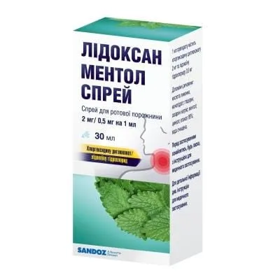 Lidoxan menthol spray spray, oral cavity