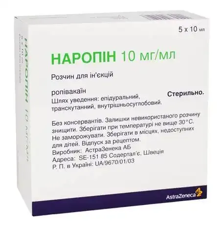 Naropin solución para inyección