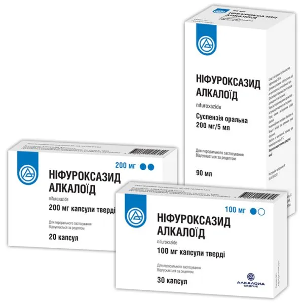 Nifuroxazide alkaloid capsules, hard