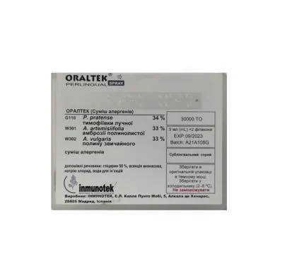 Oraltek (allergen mixture) spray, sublingual