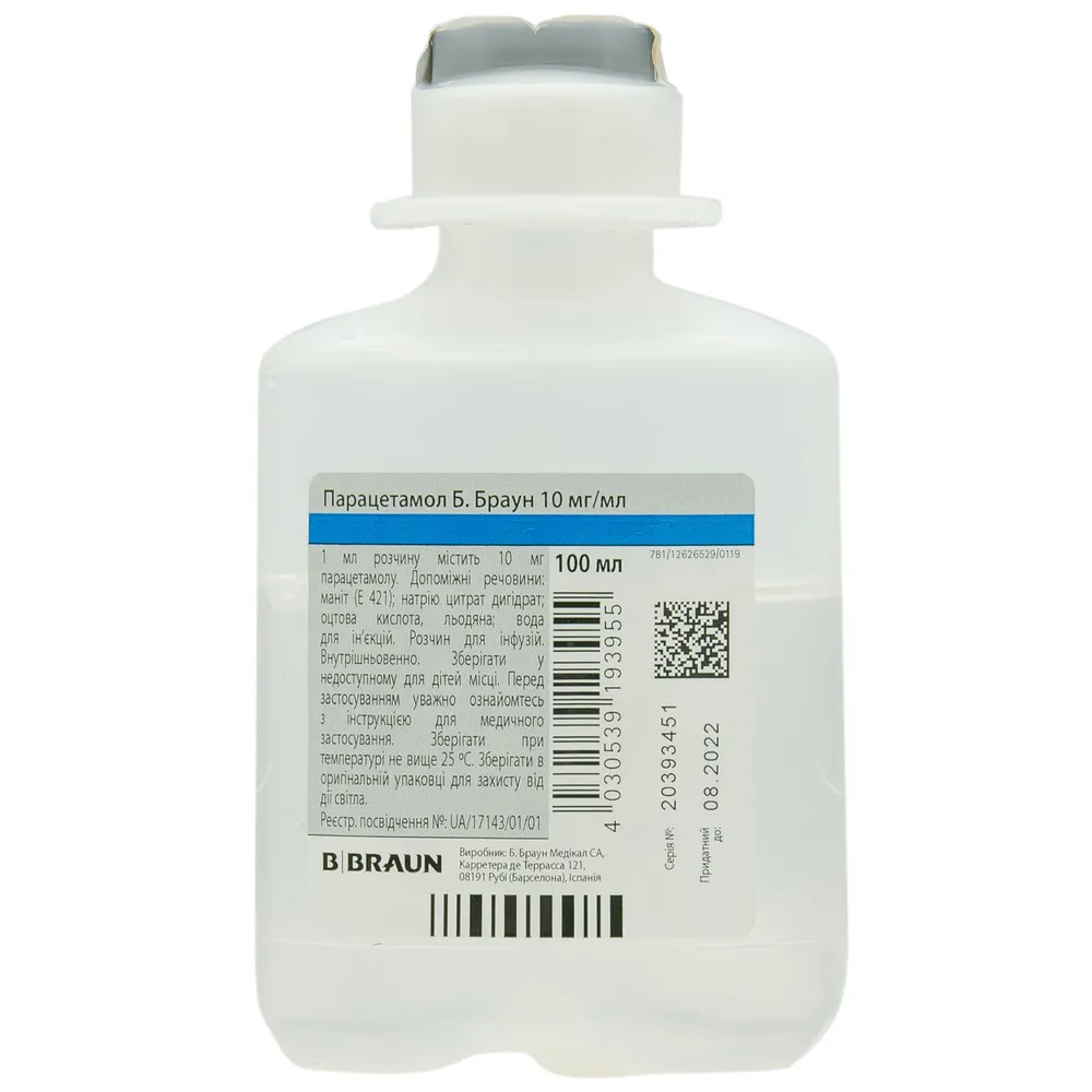 Paracetamolo B. Braun 10 mg/ml soluzione per infusione