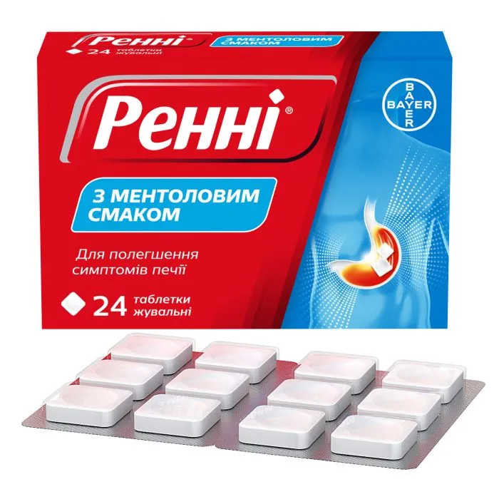 Rennie® with menthol flavour tablets, chewable