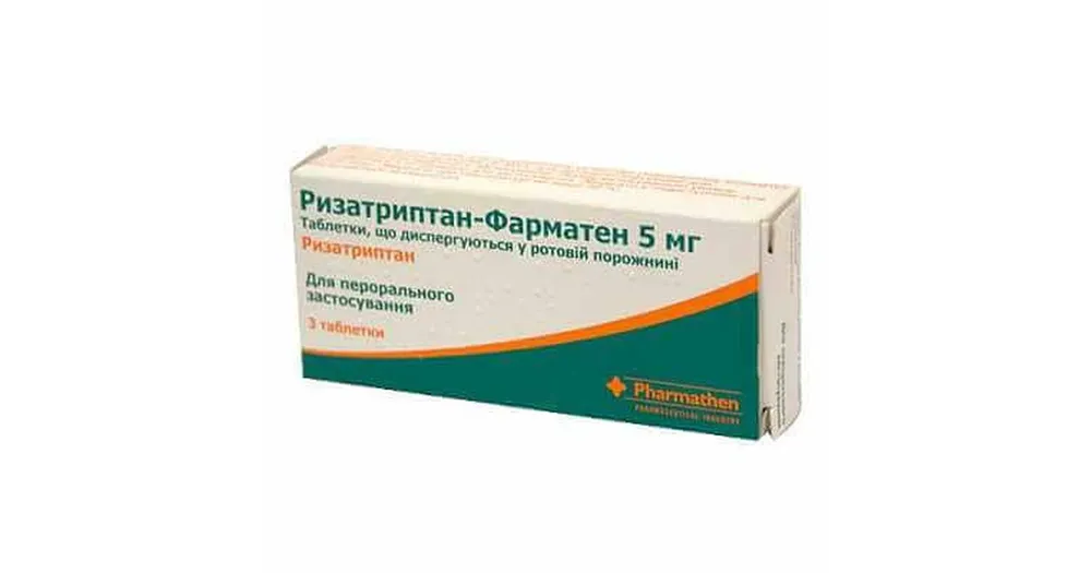 Ризатриптан-фарматен таблетки, диспергирующиеся в полости рта