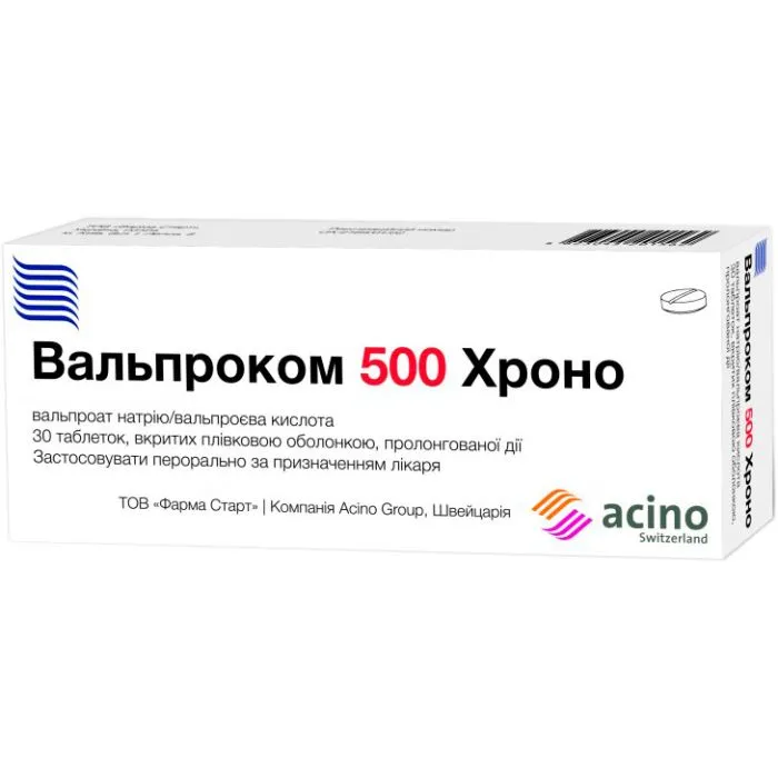Valprocom 500 chrono tablets, film-coated, prolonged release